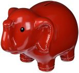 Red Ceramic Elephant Bank - free personalization